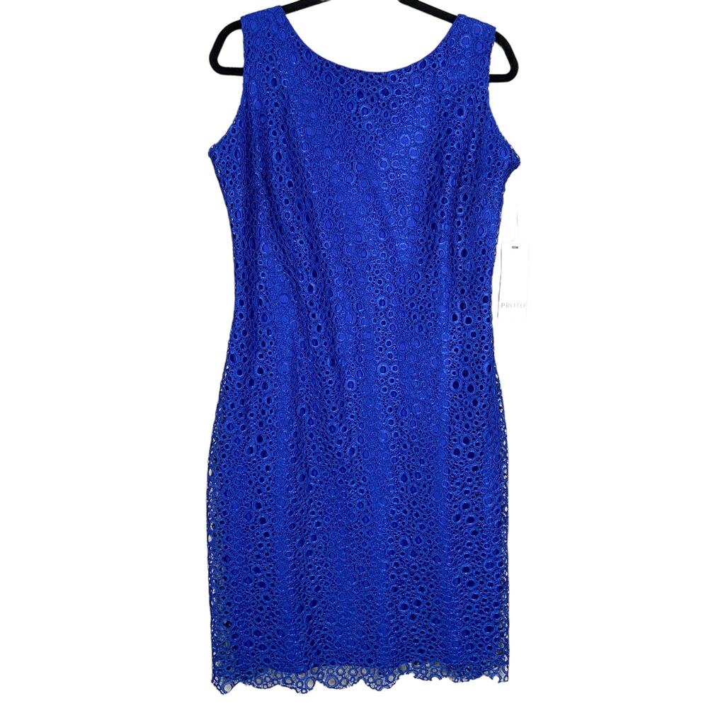 Miss Proto Blue Midi Sleeveles Dress Size Medium